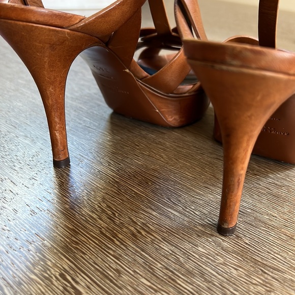 YSL Saint Laurent Tribute platform heels tobacco leather sz 36.5 - Picture 14 of 14